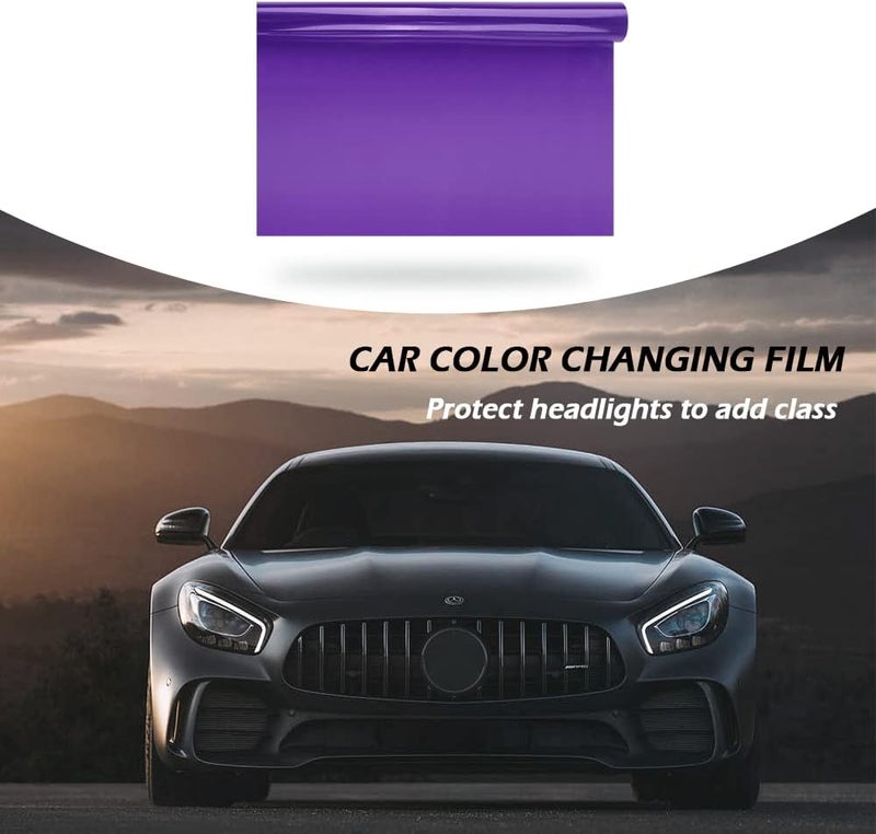 wedfish 12 X 48inch Car Light Tint Film, Cuttable&Stretchability Car Headlight Taillight Fog Light Vivid Vinyl Wrap Protector,Non-Marking Self-Adhesive Decals Car Decor (Purple) - Image 4